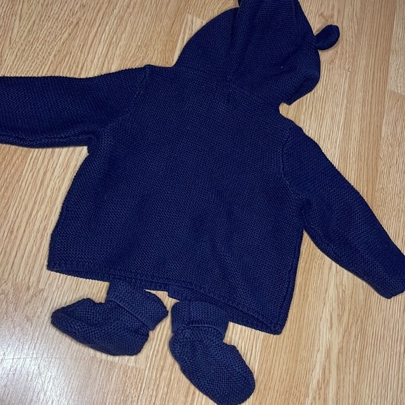 Baby gap teddy bear button up coat with booties navy blue 6-12m - Picture 7 of 7